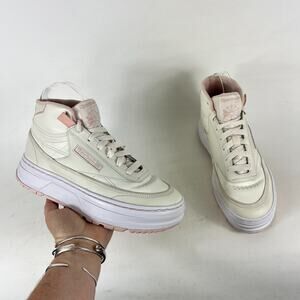 Reebok Club Classic Geo Platform Sneaker Women's 8 Ivory Lace-Up Shoes 100034288